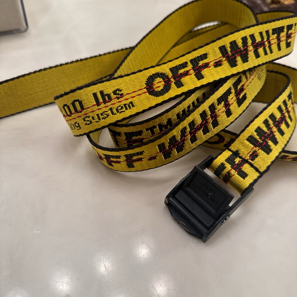 Off-White Yellow Belt with Black Lettering